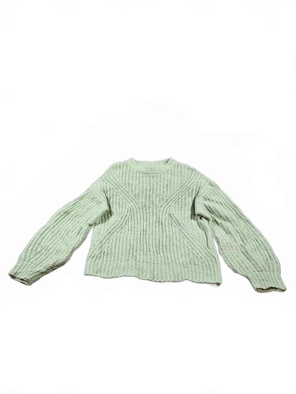 a new day, Light Green Chunky Knit Pullover Sweater, Size S